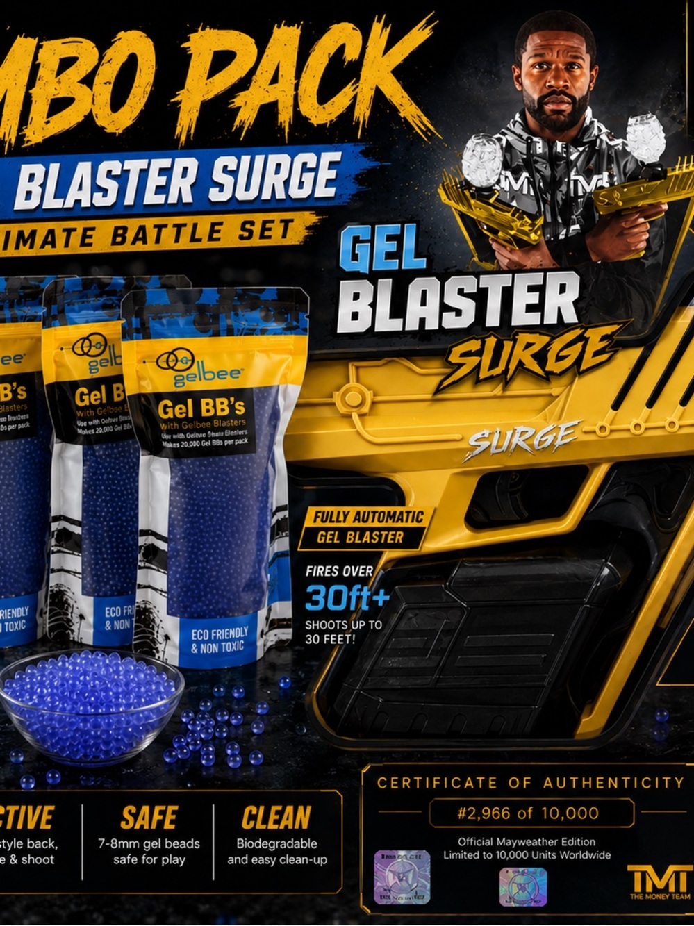 Mayweather Edition Gel Blaster Surge -Comes with 3 packs of refills.20,000 count
